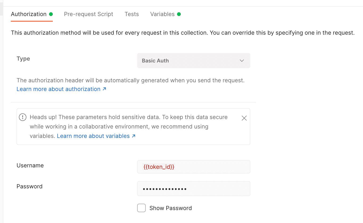 Hidden authentication in Postman